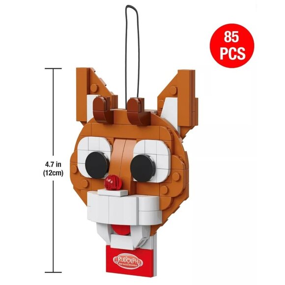 BRICKCRAFT Rudolph the Red-Nosed Reindeer Building Block Kit Christmas Ornament - Picture 2 of 5